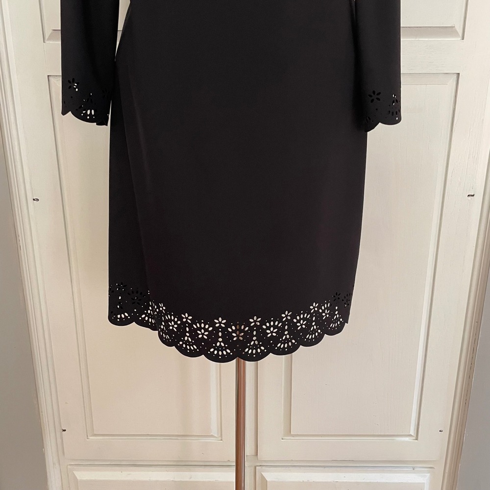 Lands End Swim Cover Up Dress Womens S 6-8 Black Nylon Laser Cut Eyelet Classic - Picture 7 of 15
